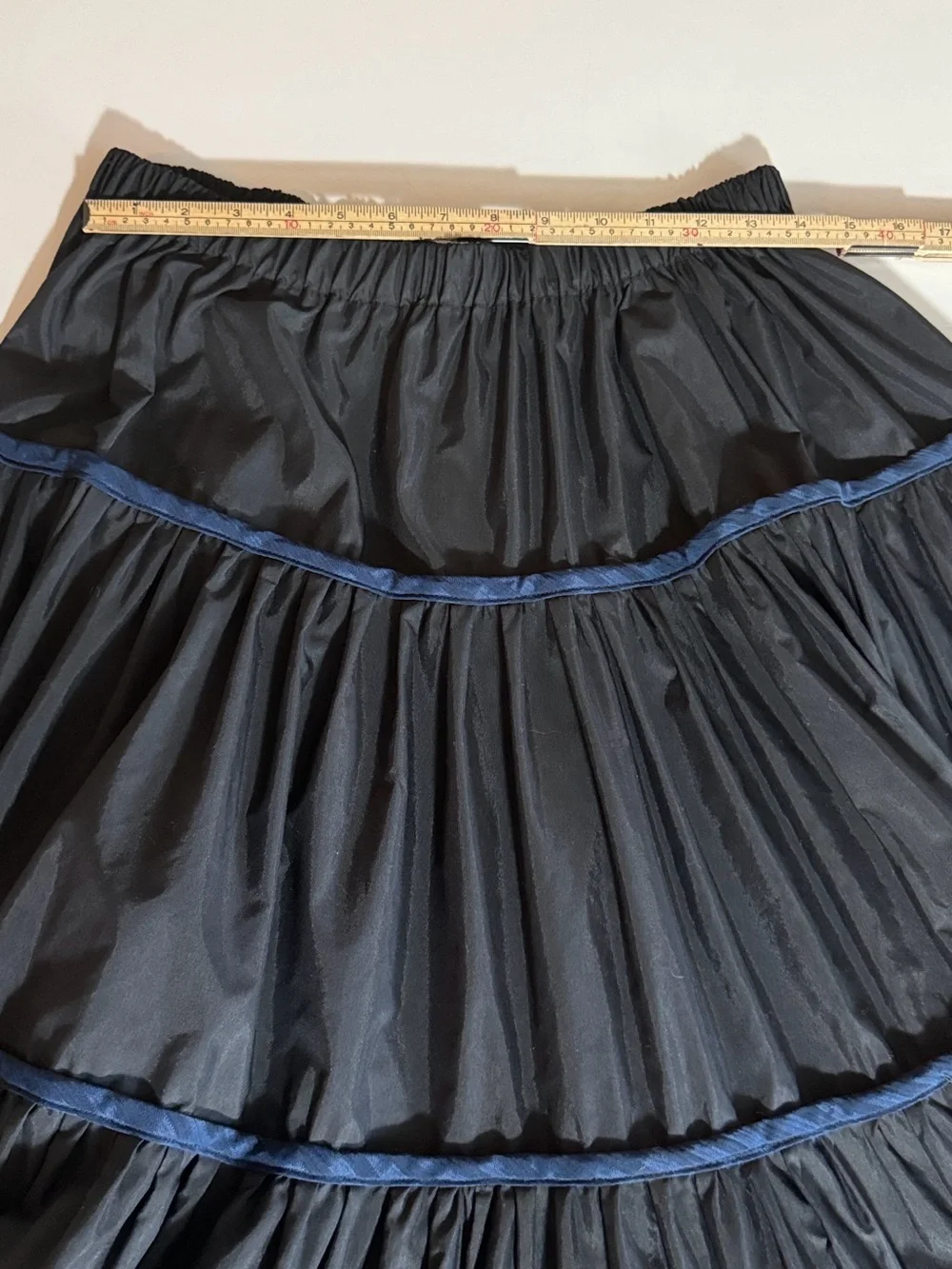 Moresca Carnival Black 5 Tiered Taffeta Maxi Skirt with Ribbon Trim.Size L - Picture 7 of 7